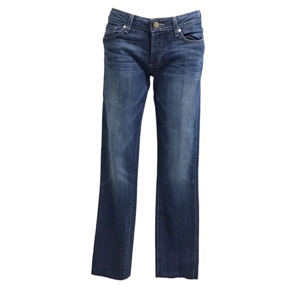 PAIGE Denim Co. Mid Rise Straight Leg Frayed Hem Jeans Size 27 - Picture 1 of 12